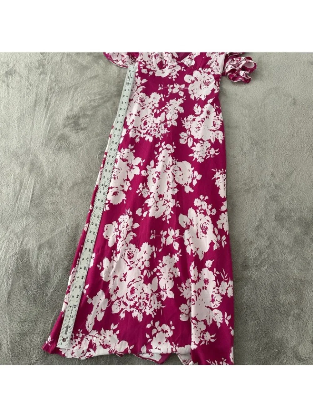 NWT Abercrombie & Fitch Fuschia Floral Ruffle Sleeve Slip Maxi Dress XS Petite